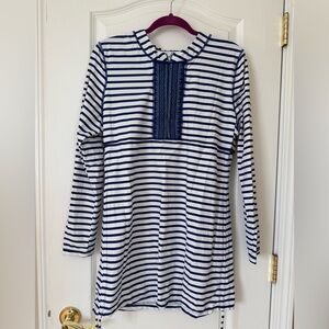 Cabana Life Blue & White Striped Swim Cover-Up Tunic Size XL